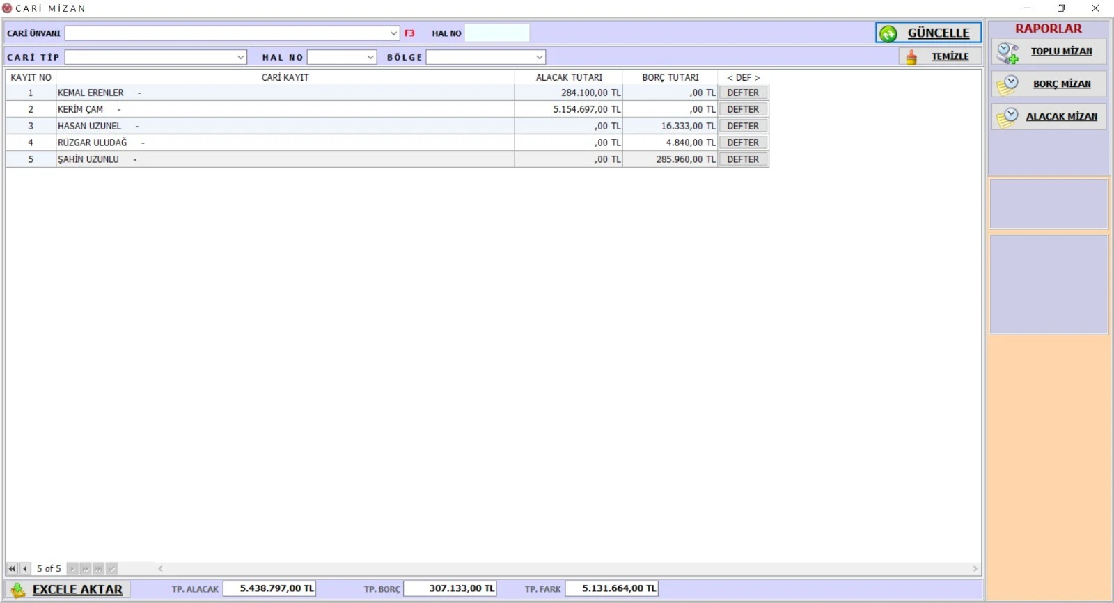 En Sade İşletme Yönetim Sistemi Stok Ekranı